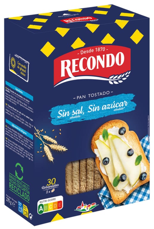 DIATOSTA PAN TOSTADO SIIN SAL Y SIN AZUCAR 30 UND