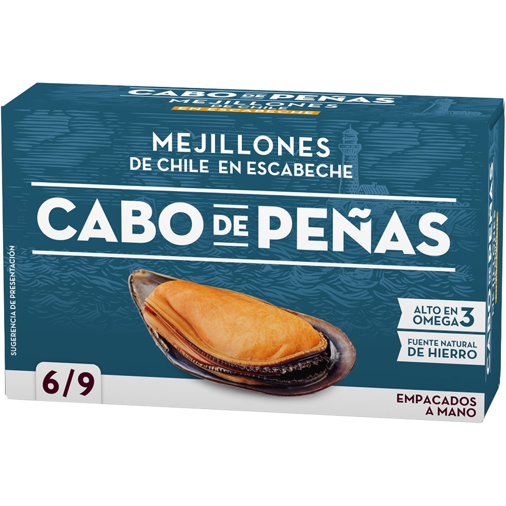 CABO DE PEÑAS MEJILLONES ESCABECHE 6/9 OL-120