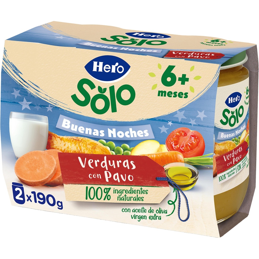 BABY HERO B. NOCHES VERDURAS CON PAVO  PACK 2