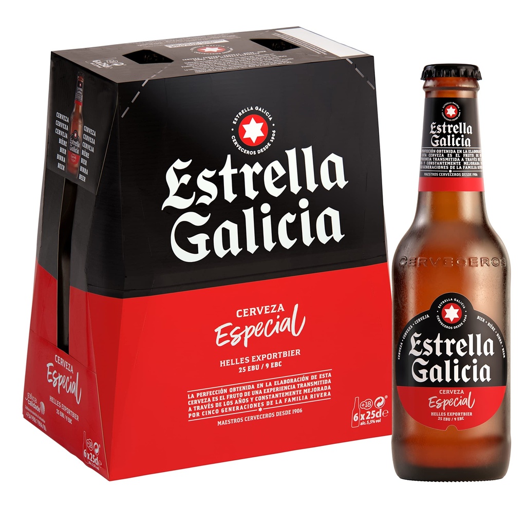 [CERVEZA0091] ESTRELLA GALICIA 1/3  PACK 6