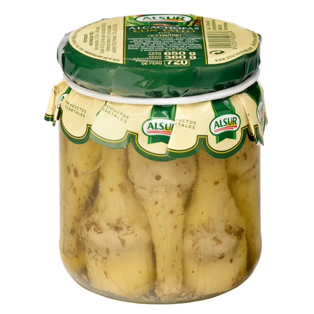 [ALCHACHOFAS0035] ALSUR ALCACHOFAS TALLO ALIÑADA 650 GR