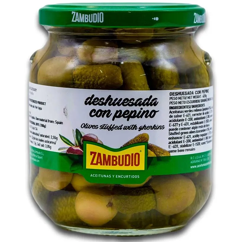 [ACEITUNAS0116] ZAMBUDIO DESHUESADA CON PEPINO 620 G