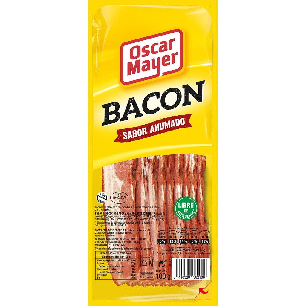 OSCAR MAYER BACON SUAVE 100 GR
