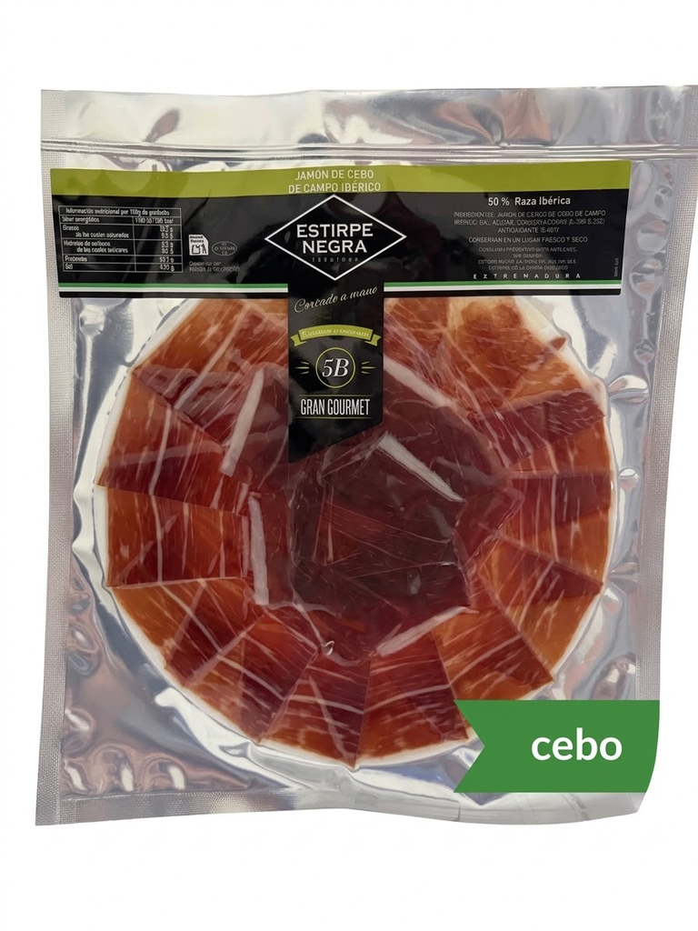 [JAMON0009] ESTIRPE JAMON IBERICO CEBO LONCHAS A MANO 80 GR