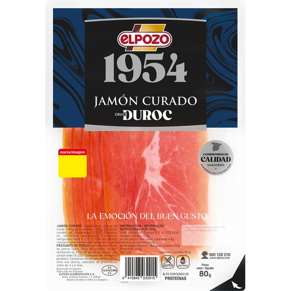 [JAMON0140] ELPOZO JAMON CURADO 90 gr