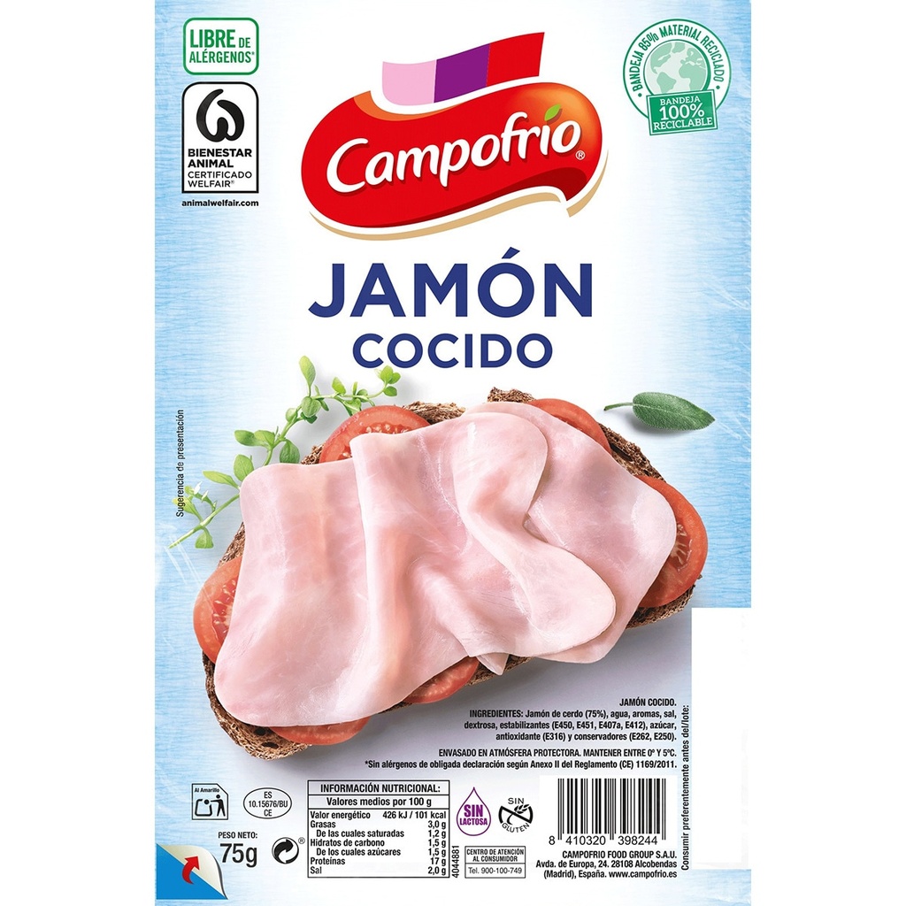 [JAMONCOCIDO0014] CAMPOFRIO EXTRAJUGOSO JAMON COCIDO 100 GR