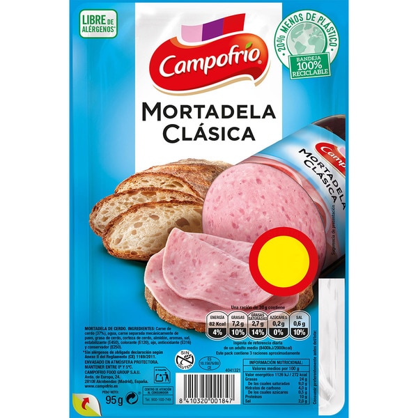 [MORTADELA0017] CAMPOFRIO MORTADELA SICILIANA LONCHAS 95 GR