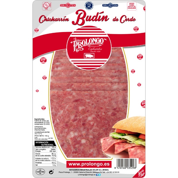 [QUESOCERDO0002] PROLONGO BUDIN CERDO 150 GR
