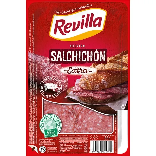 [SALCHICHON0057] REVILLA SALCHICHON EXTRA LONCHEADO 100 GR