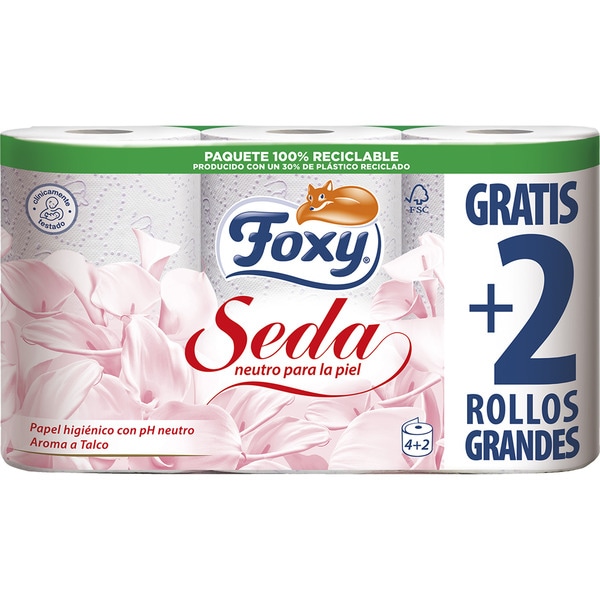 FOXY SEDA PAPEL HIGIENICO 4+2 ROLLOS