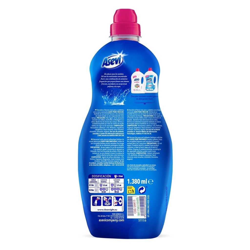 [SUAVIZANTE0059] ASEVI SUAVIZANTE CONCENTRADO P. FRESC. 1.38L 60 D