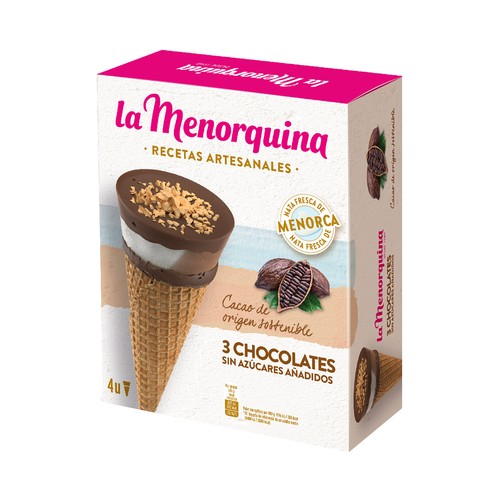 [HELADO0009] LA MENORQUINA CONO SIN AZUCAR/ SIN LACTOSA PACK 4