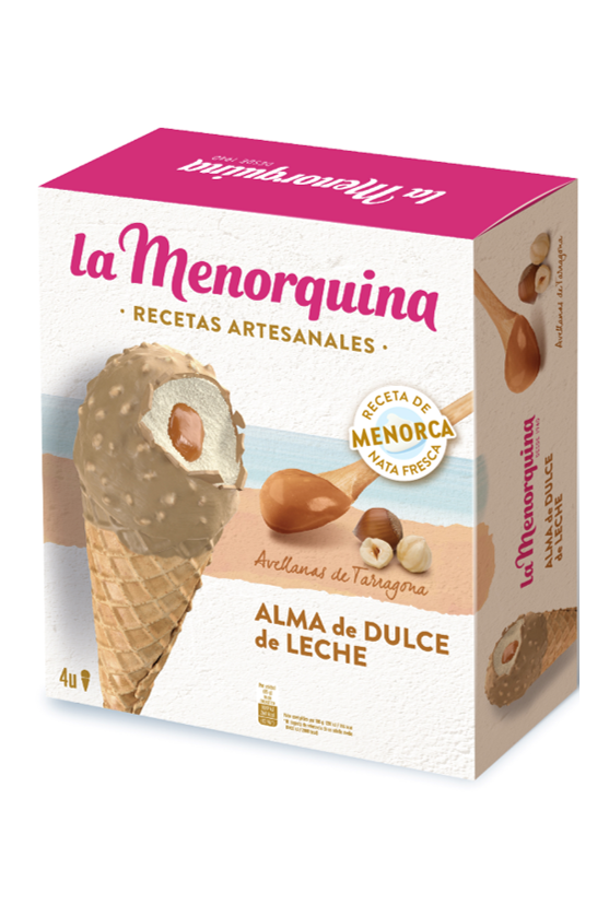 [HELADO0020] LA MENORQUINA CONO ALMA DULCE DE LECHE PACK 4