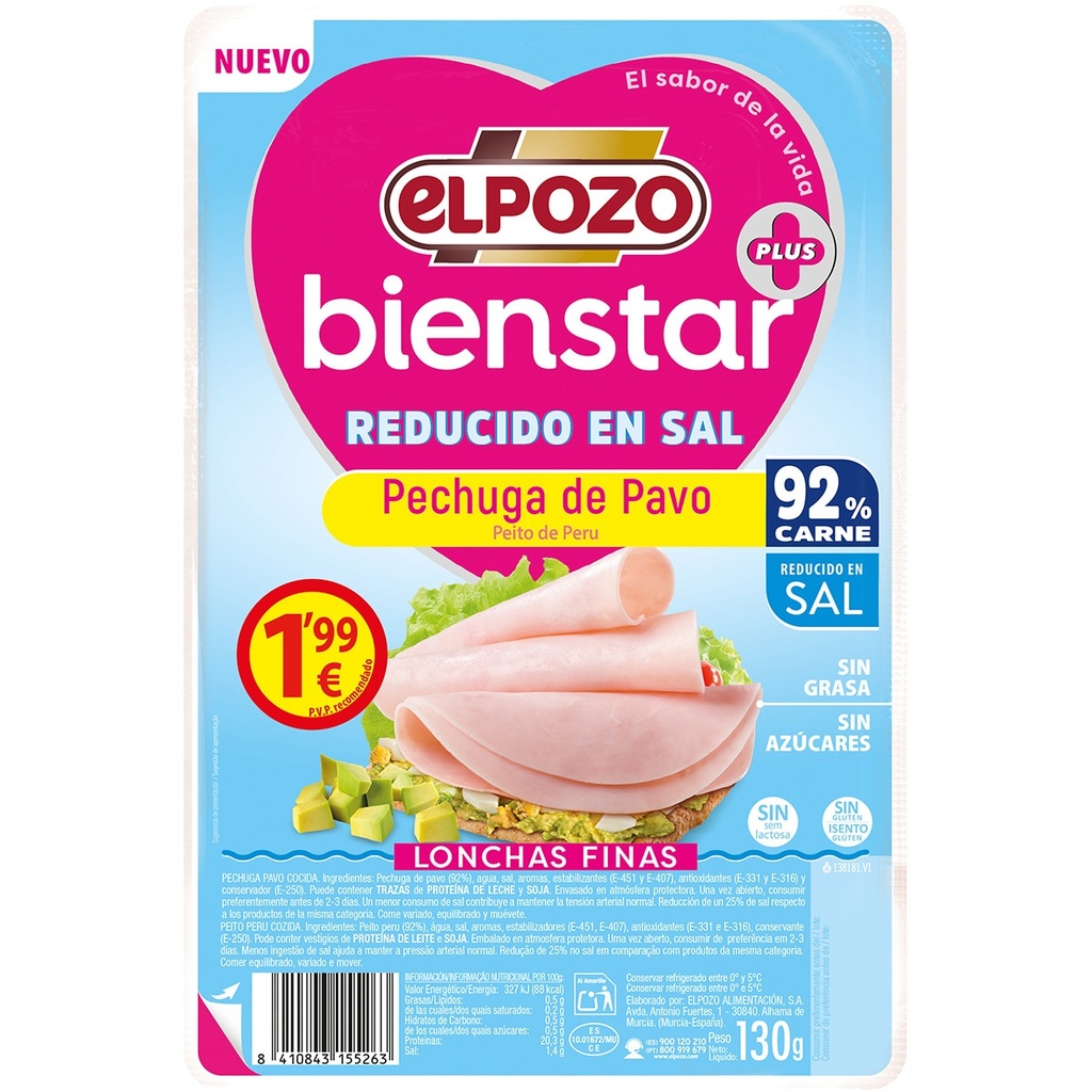 ELPOZO PECHUGA PAVO BIENSTAR 120 GR